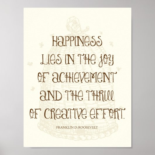 幸福は達成の喜びにある – FDR引用文 ポスター (正面)