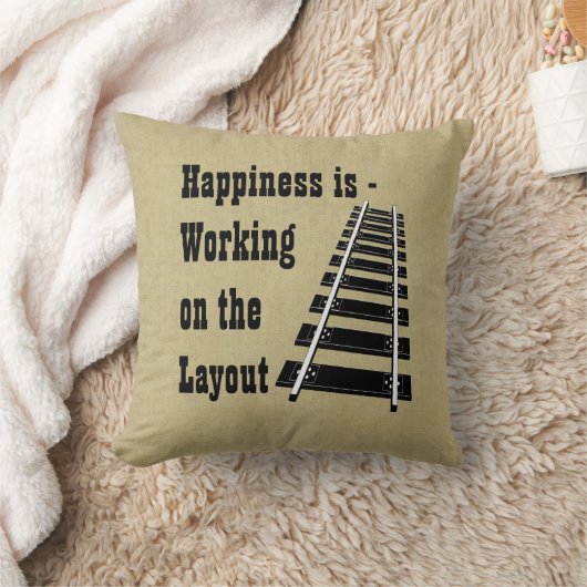 幸福は鉄道模型のレイアウトに取り組んでいる クッション (ブランケット)