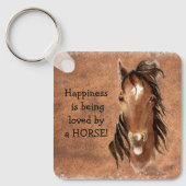 幸福は馬のに愛されカスタムる キーホルダー (正面)