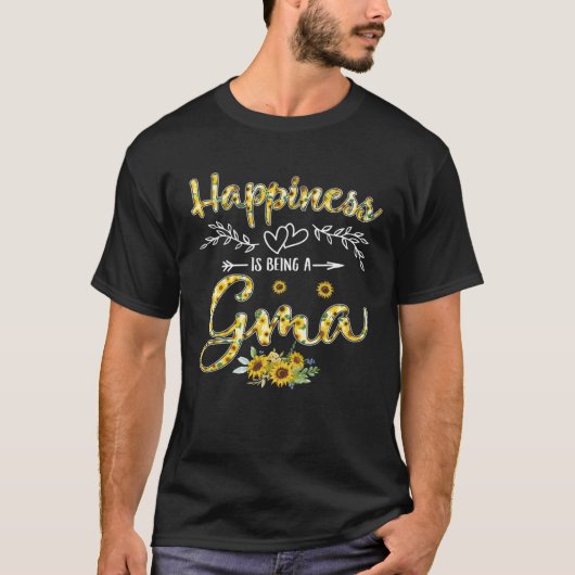 幸福はGma女性のヒマワリの装飾グラである Tシャツ (正面)