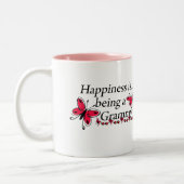 幸福はGrammyの蝶です ツートーンマグカップ (左)