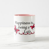 幸福はLolaの蝶です ツートーンマグカップ (中央)