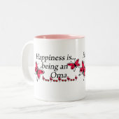 幸福はOmaの蝶です ツートーンマグカップ (正面左)