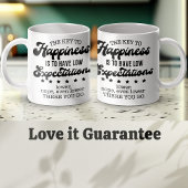 幸福への鍵マグ、低い期待おもしろい コーヒーマグカップ