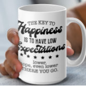 幸福への鍵マグ、低い期待おもしろい コーヒーマグカップ