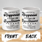 幸福への鍵マグ、低い期待おもしろい コーヒーマグカップ