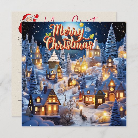 幸福クリスマスカードの冬の不思議の国 ノートカード (正面/裏面)