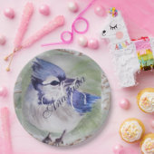 幸福モノグラムパーティーの青い鳥 ペーパープレート (パーティー)