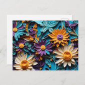 幸福感を広げるカラフルフローラ紙アート ポストカード (正面/裏面)