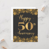 幸福50周年記念ゴールデン結婚ズ・ジュブリリー カード (正面/裏面インサイチュ)