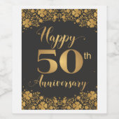 幸福50周年記念ゴールデン結婚ズ・ジュブリリー ワインラベル (シングルラベル)