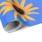 "幸福"明るい日黄色の花、青王室の色 ラッピングペーパー (ロールコーナー)