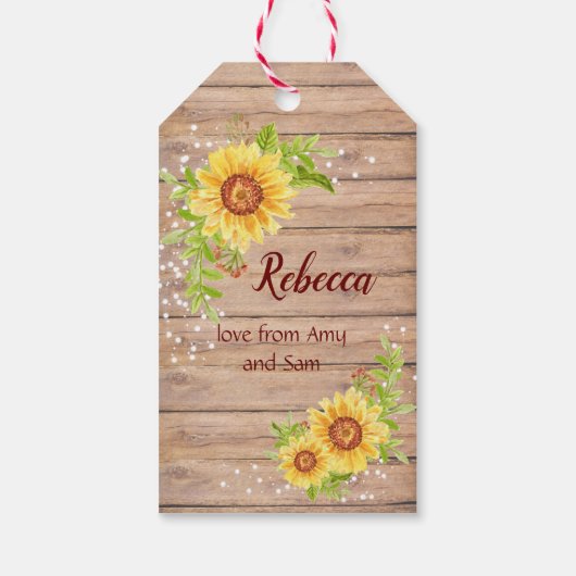 幸素朴せな30歳の誕生日フローラひまわり ギフトタグ (裏面)