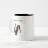 幸結婚したせな生活、黒い夫婦結婚、贈り物。 ツートーンマグカップ (正面左)