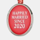 幸結婚した福なカスタム夫婦 メタルオーナメント (左)