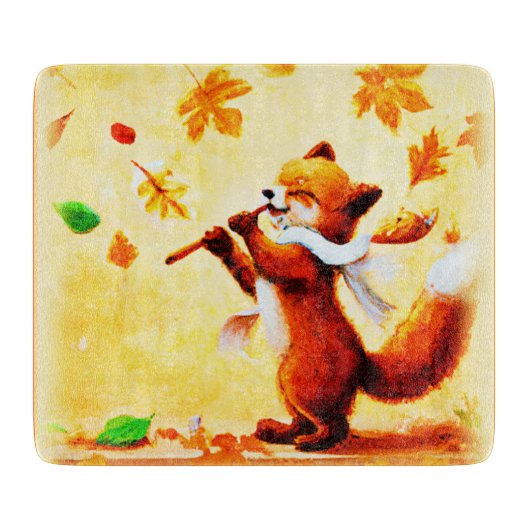 幸絵画せな歌の赤いキツネの買今 カッティングボード (正面)