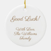 幸運かテキスト、4つの葉のクローバー セラミックオーナメント (裏面)