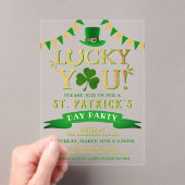 幸運だ!セントパトリックの日のパーティー アクリル招待状 (インサイチュ (ポータブル))