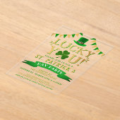 幸運だ!セントパトリックの日のパーティー アクリル招待状 (レイダウン)