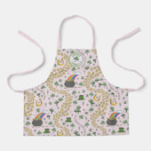 幸運と喜びコイン&グリーンシャームロックSt patricks day エプロン (正面)