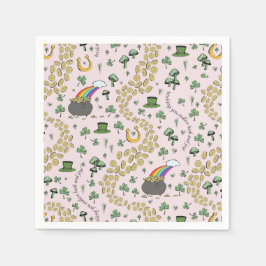 幸運と喜びコイン&グリーンシャームロックSt patricks day スタンダードカクテルナプキン