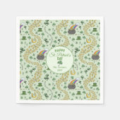 幸運と喜びコイン&グリーンシャームロックSt patricks day スタンダードカクテルナプキン (正面)