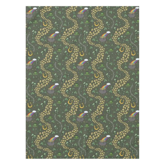 幸運と喜びコイン&グリーンシャームロックSt patricks day テーブルクロス (正面)