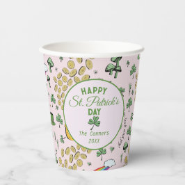 幸運と喜びコイン&グリーンシャームロックSt patricks day 紙コップ