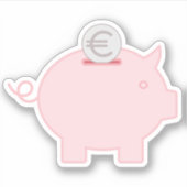 幸運と幸運のための可愛い小さな子豚の銀行! シール (正面)