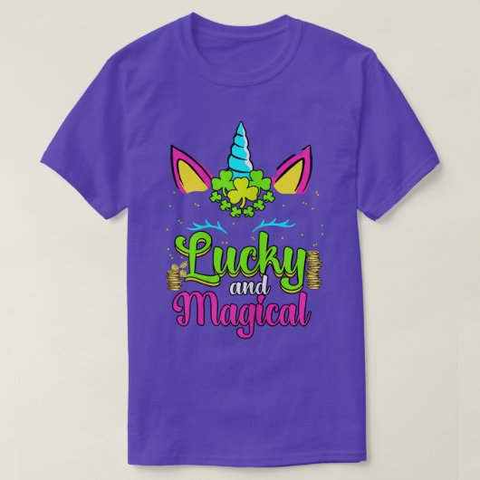 幸運と魔法のユニコーンSt patricksシェナニガン Tシャツ (デザイン正面)