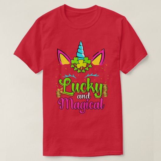 幸運と魔法のユニコーンSt patricksシェナニガン Tシャツ (デザイン正面)