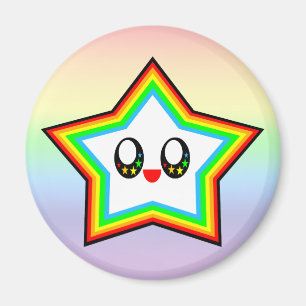 幸運なかわいいの星の虹の幸せな顔 マグネット