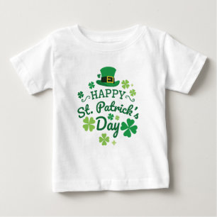 幸運なかわいく幸せなセントパトリックの日はプリントを祝います ベビーTシャツ