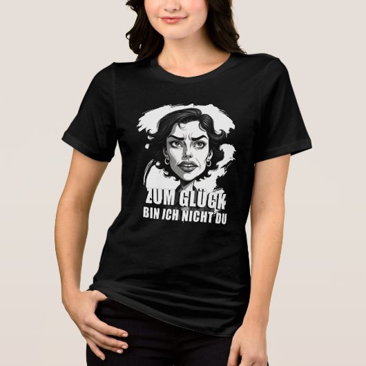 「幸運なことに…」の引用付きのカートゥーン トライブレンドTシャツ (正面)