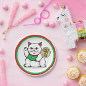 幸運なアジア猫の紙皿 ペーパープレート (パーティー)