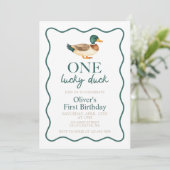 幸運なアヒルの1歳の誕生日 招待状 (スタンド正面)