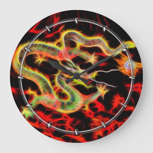 幸運なエネルギーのドラゴンの火の装飾 ラージ壁時計 (正面)