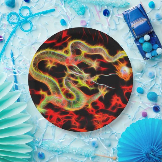 幸運なエネルギーの素晴らしいドラゴンの火 ペーパープレート (パーティー)