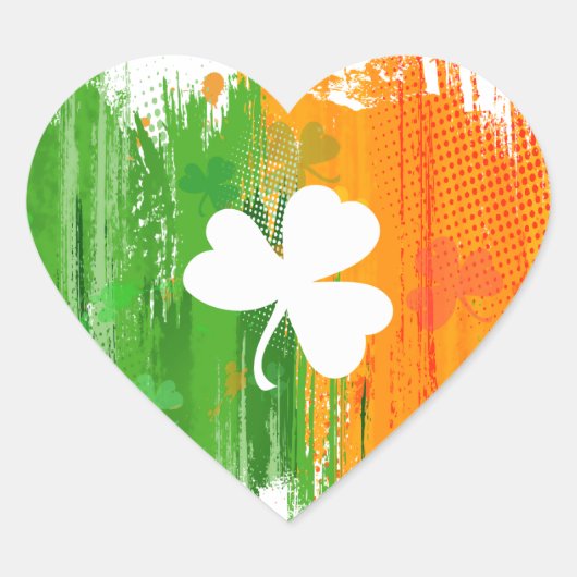 幸運なクローバー及びインク背景 ハートシール (正面)