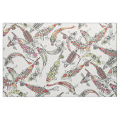 幸運なコイオフ白 ファブリック (ファットクウォーター)