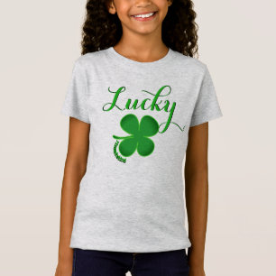 幸運なセントパトリックの日のTシャツの女の子の上のアイルランド語 Tシャツ