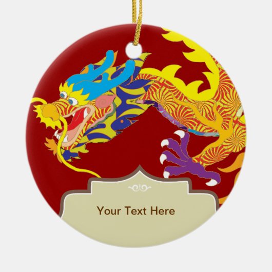幸運なチャームの中国人のドラゴン セラミックオーナメント (正面)