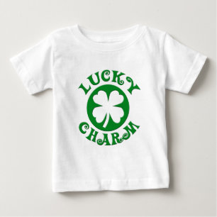 幸運なチャームの緑か白い円 ベビーTシャツ