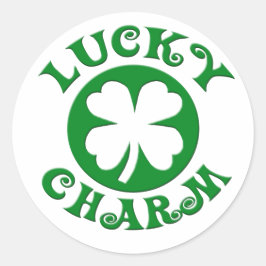 幸運なチャームの緑か白い円 ラウンドシール