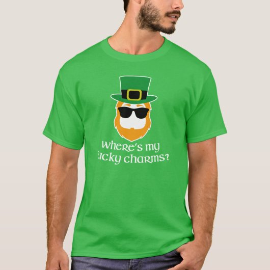幸運なチャーム?St patricks day・レプラーヘン（濃色） Tシャツ (正面)