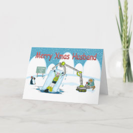 幸運なディップおもしろいダイビングメリークリスマス夫 シーズンカード