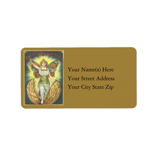 幸運なハロウィーンヴィンテージ住所 シールを持つ ラベル (正面)