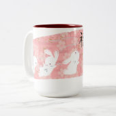 幸運なバニーブラシストロークマグ(ピンク) ツートーンマグカップ (正面左)