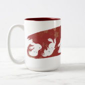 幸運なバニーブラシストロークマグ(赤い) ツートーンマグカップ (左)