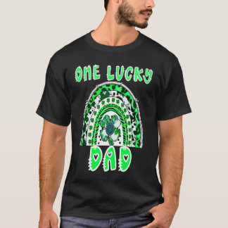 幸運なパパ 緑の虹のクローバー レオ ラッキー Tシャツ